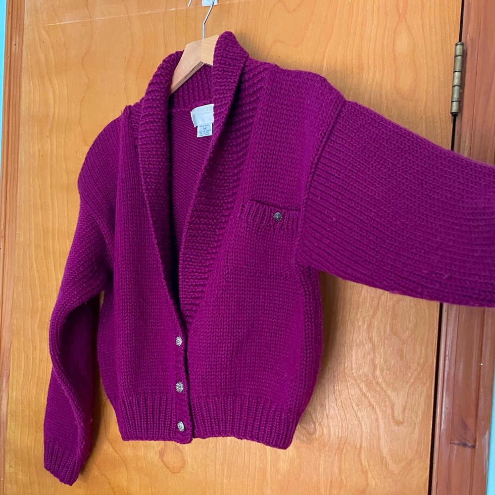 Crop cardigan sweater. Color is presented best in picture with the tag.